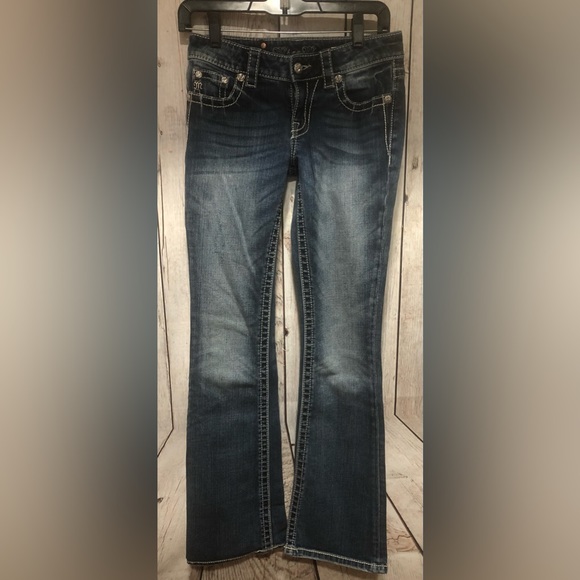 Miss Me Bootcut Stretch Distressed Jeans Rhine/EmJP5500B size 26 Low Rise Curvy - Picture 3 of 10